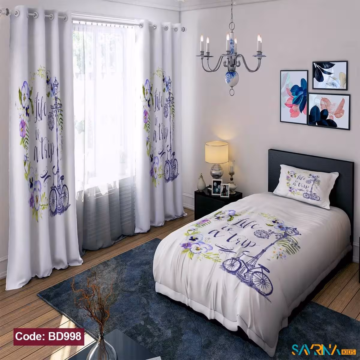ست اتاق خواب دخترانه طرح دوچرخه کد BD998