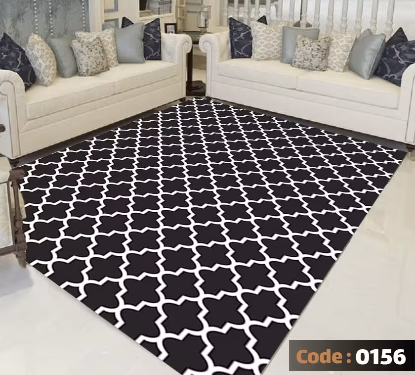 کاورفرش روفرشی دورکشدار گوشه لیفه ای لاکی ، آبی و متنوع کد 0156