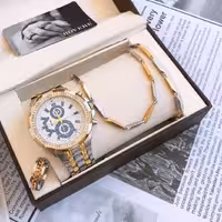 ست لوکس ساعت گردنبند دستبند انگشتر مردانه 300350440