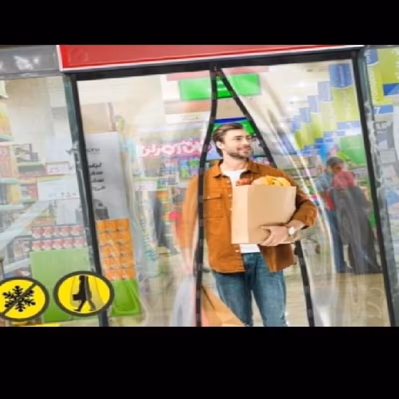 پرده مغناطیسی مدل آهنربا  سایز 100 در 230 سانت پلاستیکی شفاف نایلونی طلقی درب مگنتی آهنربایی