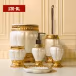 VIOLET ویولت ست  بهداشتی  رزین مدل خمره ای رد رد  صدفی طلایی 120-01