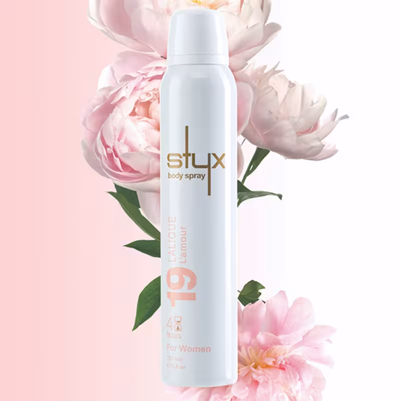 اسپری بدن حجم 200 میل زنانه کد 19 LAMOUR LALIQUE استایکس - STYX