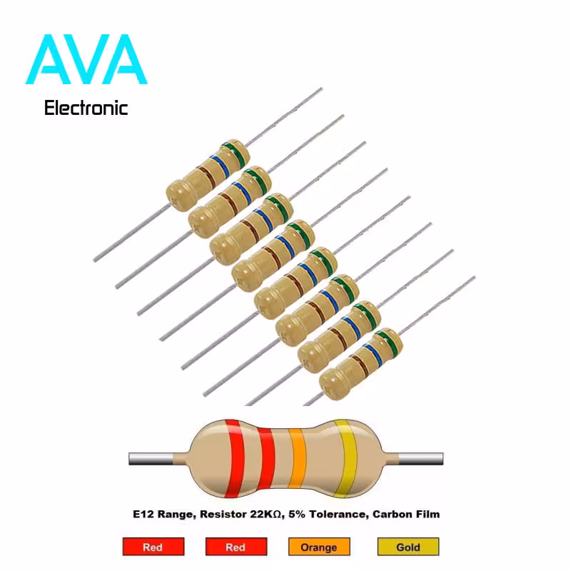 مقاومت 22 کیلو اهم 2 وات 5 درصد بسته 20 تایی