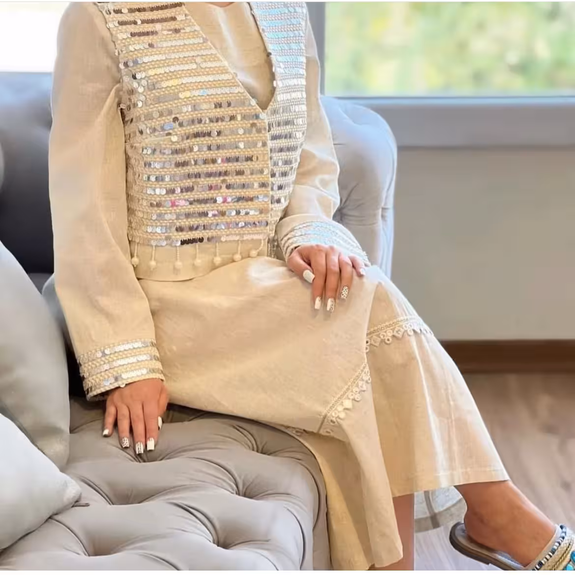 ست ژلیه خرج کار با سارافون مانتو مجلسی خرجکار زنانه