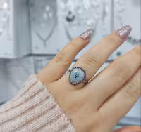 انگشتر چشم نظر جواهری نقره زنانه کد 10632