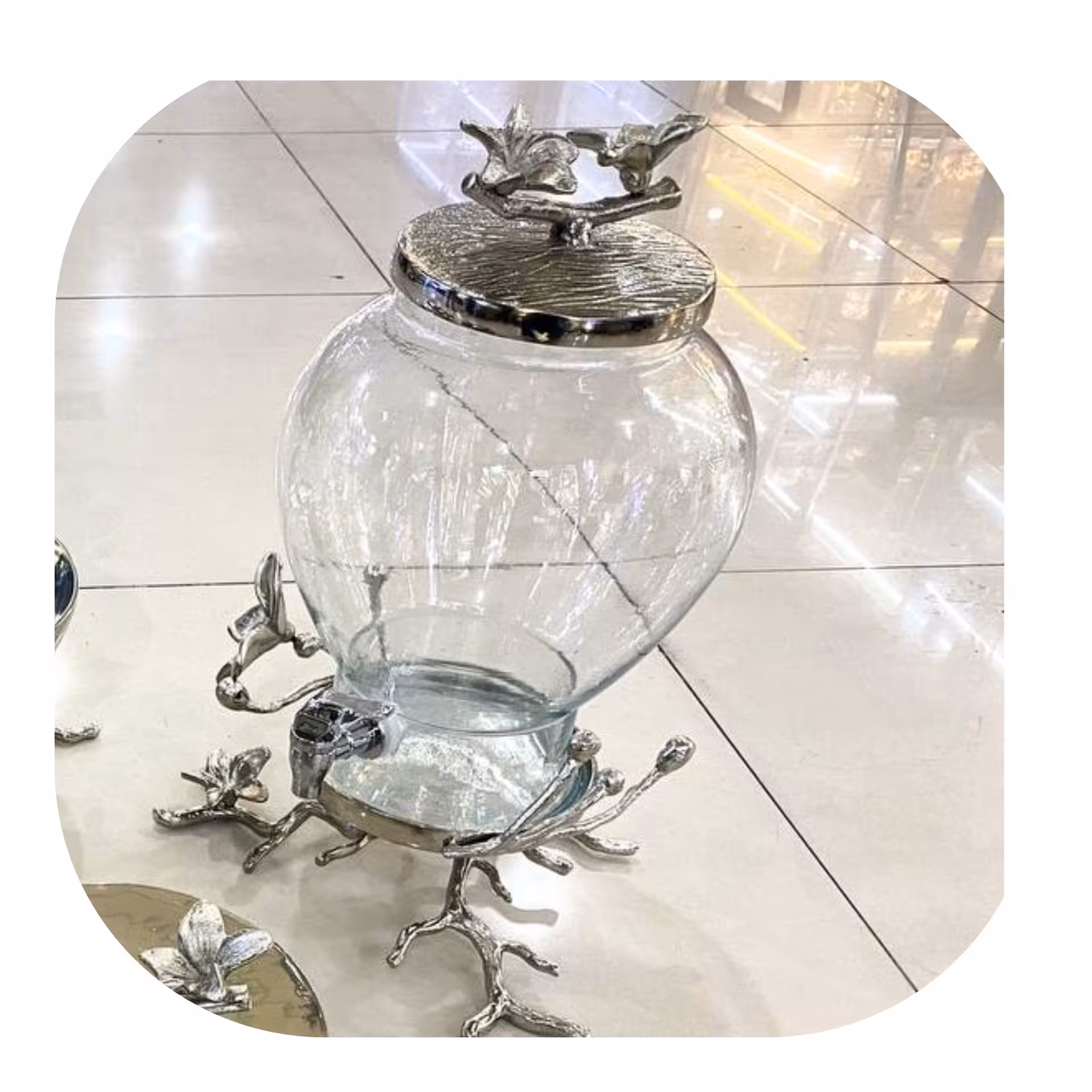 کلمن طرح گل مریم آبکاری نیکل کاملااا تضمینی با گل های طلایی و نقره 