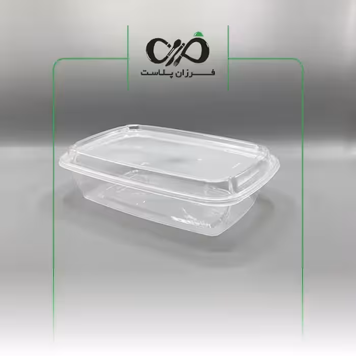 ظرف یکبار مصرف فریزری و مایکروویوی مستطیل 1100cc پولاد پویش با درب (140عددی)