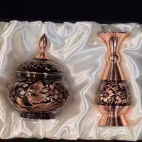پک هدیه الماس تراش گلدان مسی و قندان