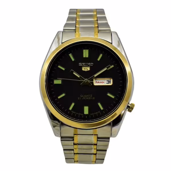 ساعت سیکو 5  دو  تقویم روز شمار و ایام هفته لاتین و فارسی SEIKO 7S36-30X1-3040