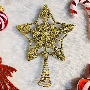 ستاره سر درختی کریسمس طلایی 19 سانت کد 329