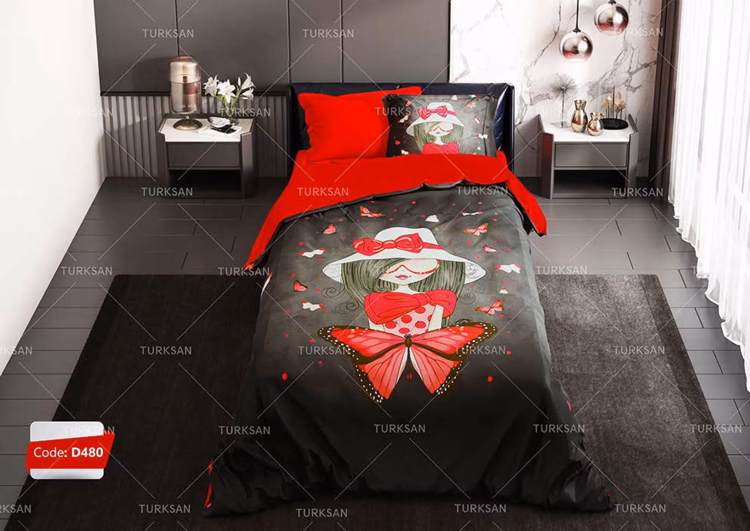 قیمت و خرید سرویس روتختی طرح دختر پروانه ای یک نفره برند ترکسان کد d480