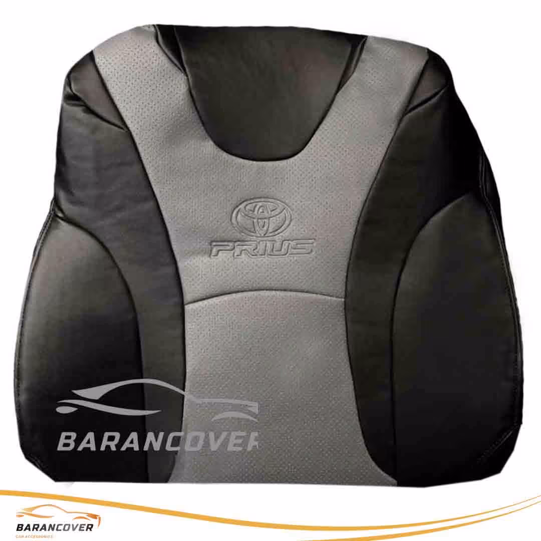 روکش صندلی تویوتا پریوس چرم رنگ مشکی طوسی