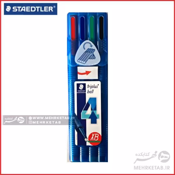 خودکار سه گوش نوک 1.4 میلی متر بسته چهار عددی triplus ball 4 brilliant colours pen( xb)