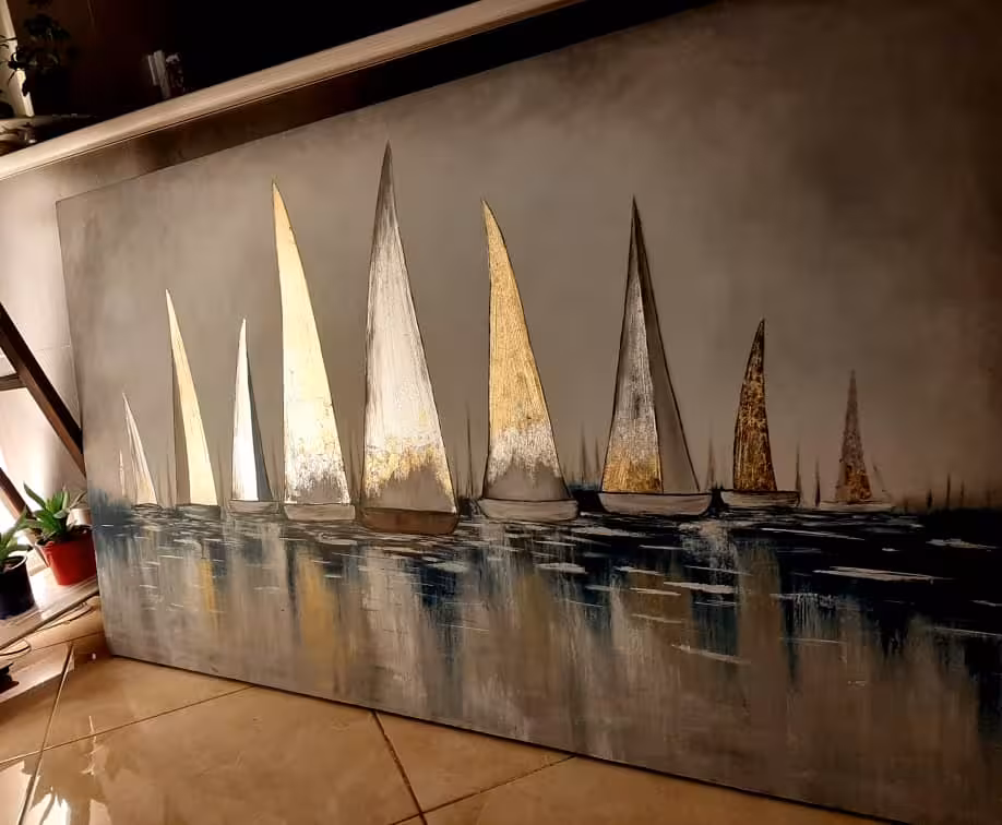 تابلو نقاشی مدرن قایق دریا کد 101449