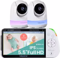 مانیتور کودک دو دوربینه، Babysense با صفحه نمایش 5.5 اینچی 1080p Full HD