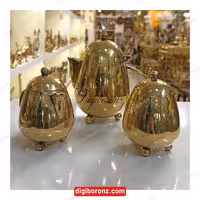 سرویس برنجی ساخت هندوستان طرح تخم مرغی طرح قلم دست(سرویس برنزی)