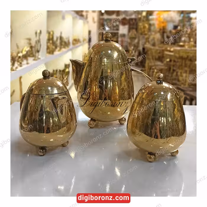 سرویس برنجی ساخت هندوستان طرح تخم مرغی طرح قلم دست(سرویس برنزی)