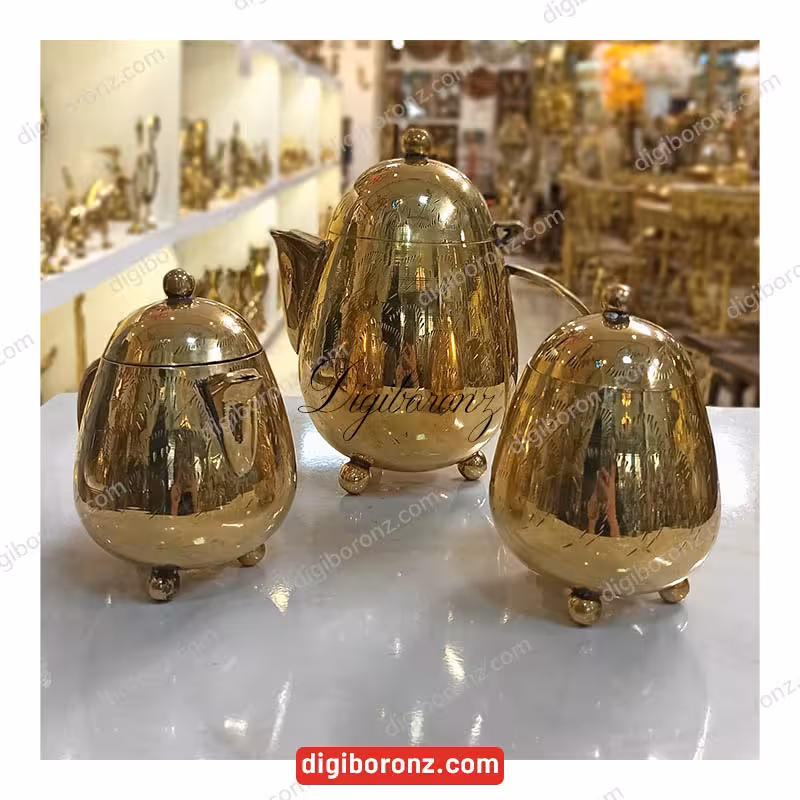 سرویس برنجی ساخت هندوستان طرح تخم مرغی طرح قلم دست(سرویس برنزی)