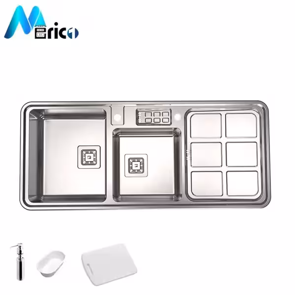 سینک استیل البرز کد 855 توکار دو لگنه