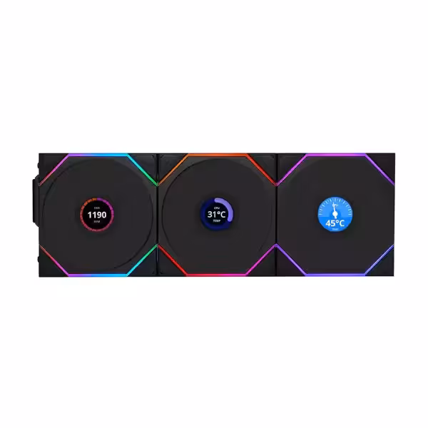 خرید فن کیس لیان لی UNI FAN TL120 LCD Wireless | بسته سه تایی