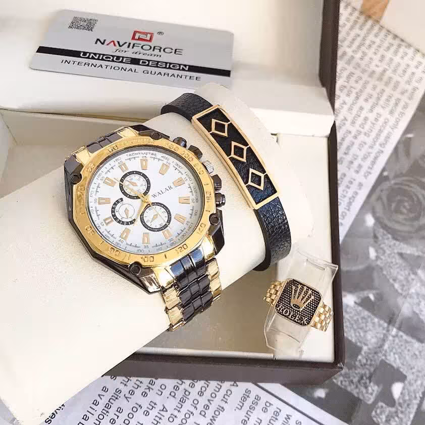 ست لوکس مردانه ساعت والار و دستبند و انگشتر 300380440
