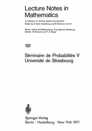 خرید و دانلود نسخه کامل کتاب Seminaire de Probabilites V Universite de Strasbourg