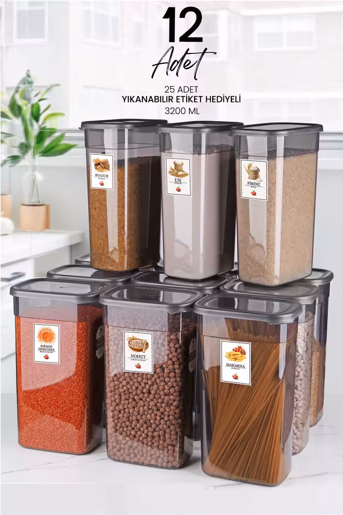 ست 12 تکه ظروف نگهداری حبوبات کیچن لایف کد MCH08482