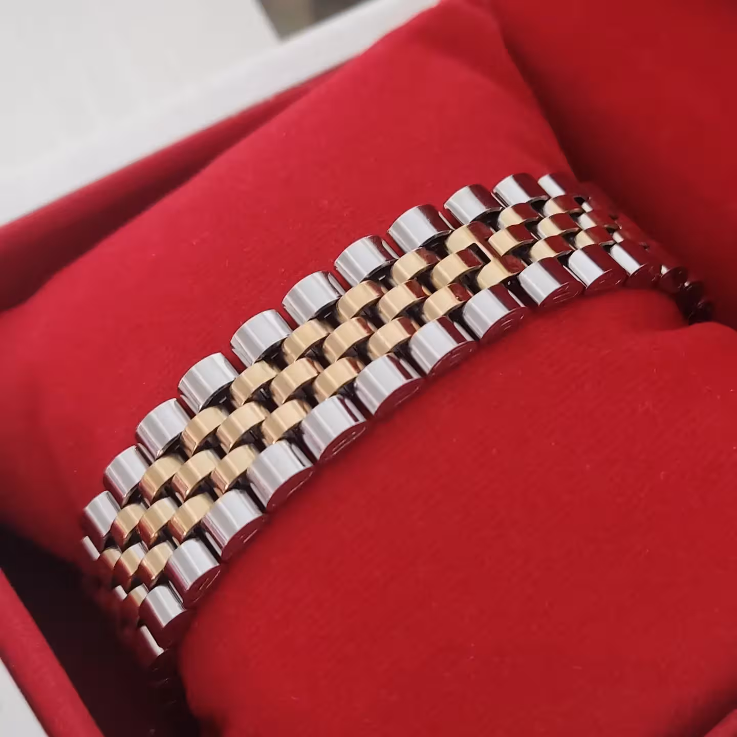 دستبند رولکس طلایی نقره ای استیل