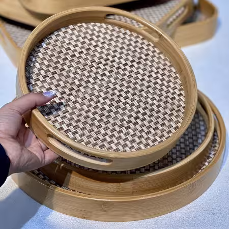 سینی پذیرایی بامبو گرد 3 تایی ارس لند شاپ