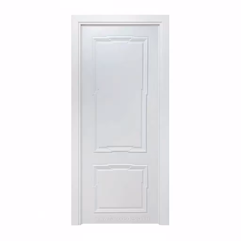 درب اتاقی MDF سفید مدل نئوکلاسیک طرح گوشه‌دار کد 30268