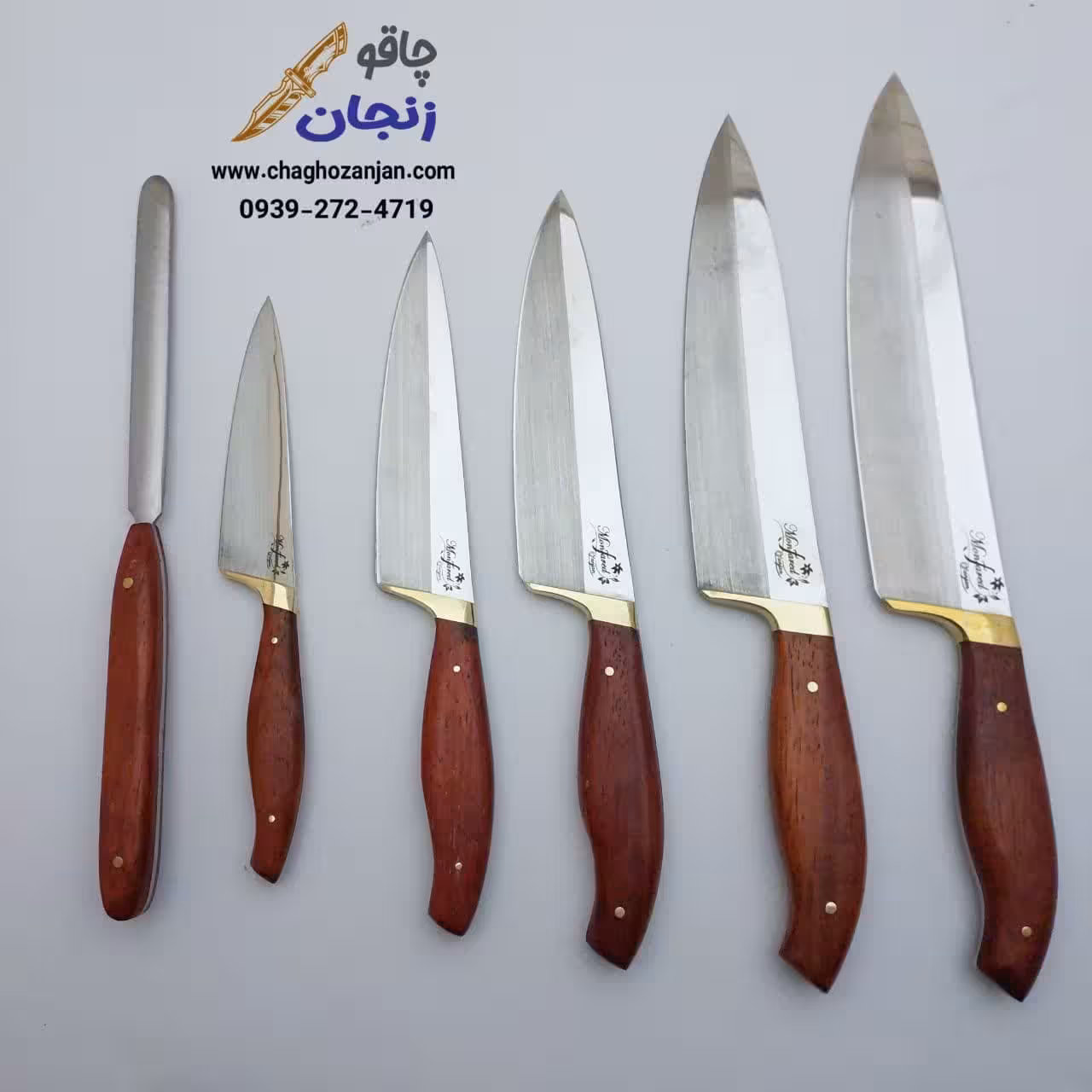 سرویس چاقو آشپزخانه 6 پارچه | دسته پادوک اعلاء ویژه جهیزیه   مصقل