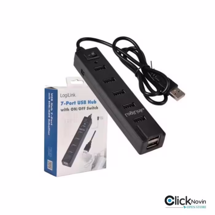 هاب USB، 7 پورت، کلیددار، برند LogiLink