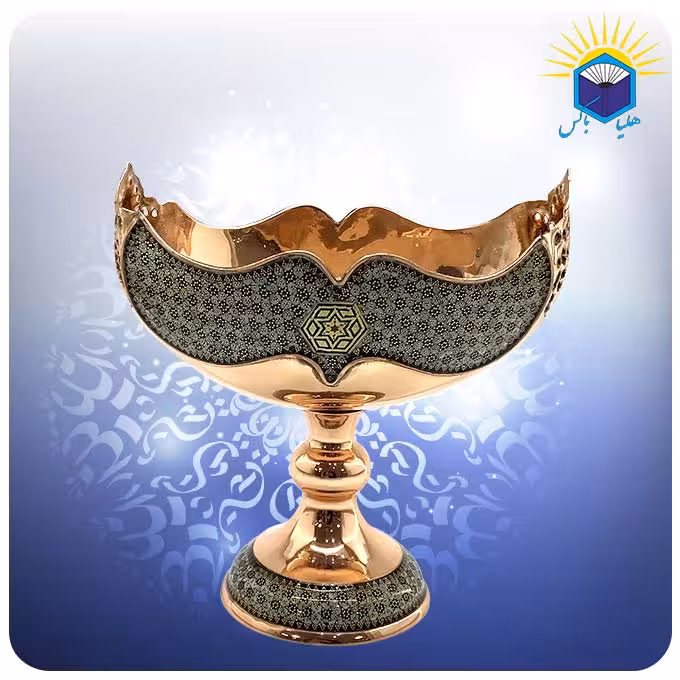کشکول مس و خاتم کاری قلمزده 22 سانت