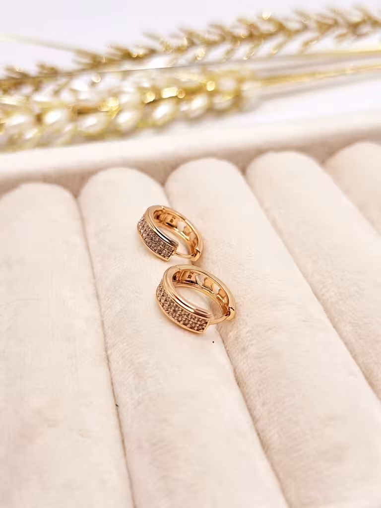 گوشواره طلایی طرح 2 لاین نگین برند ژوپینگ