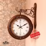 ثانیه سازان الیپس ساعت دیواری 2 طرفه بزرگ قهوه ای  E315