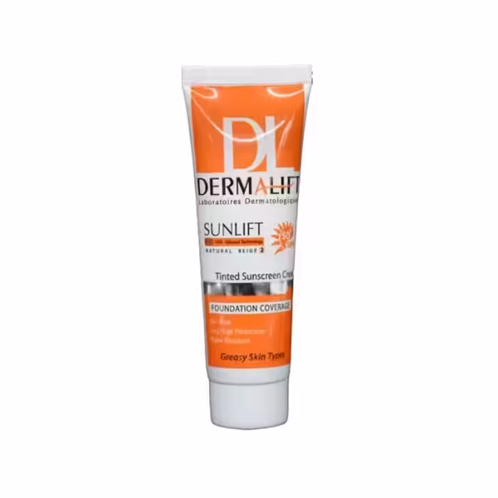 کرم ضد آفتاب رنگی درمالیفت فاقد چربی⁺SPF50 شماره 2 حجم 40 میلی لیتر