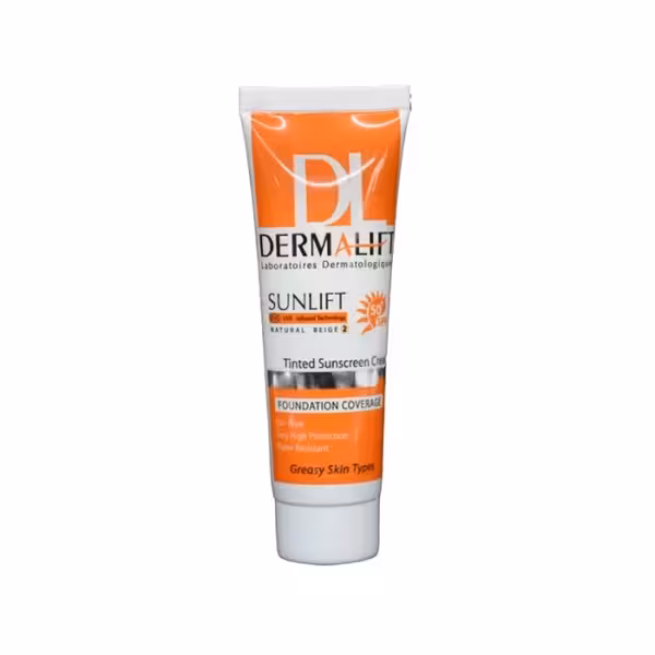 کرم ضد آفتاب رنگی درمالیفت فاقد چربی⁺SPF50 شماره 2 حجم 40 میلی لیتر