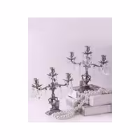 شمعدان سه شاخه کریستالی بلور برنج 161630