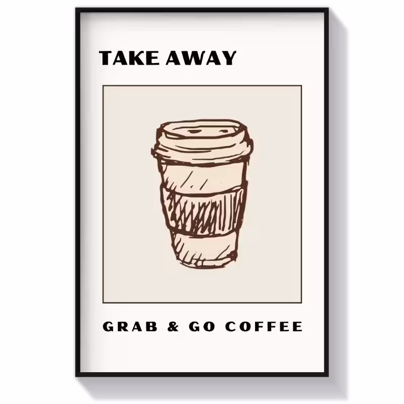 تابلو دکوراتیو کافه طرح قهوه بیرون بر سبک نقاشی