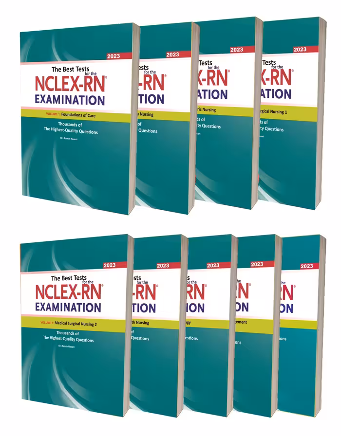 کتاب جامع ترین سوال های بین المللی پرستاری برای آزمون NCLEX-RN همراه با پاسخ های تشریحی دوره نه جلدی