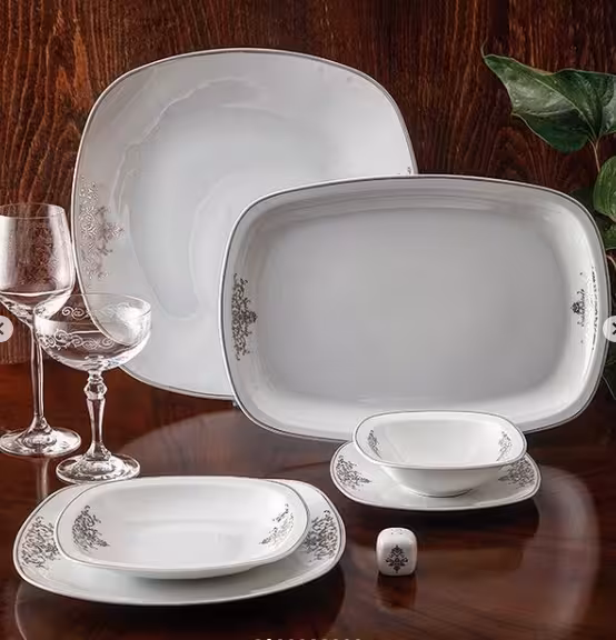 سرویس چینی 27 پارچه غذاخوری مونت کارلو پلاتینی