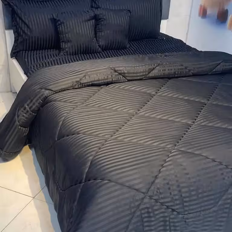 روتختی هتلی راه راه نخ پنبه مشکی