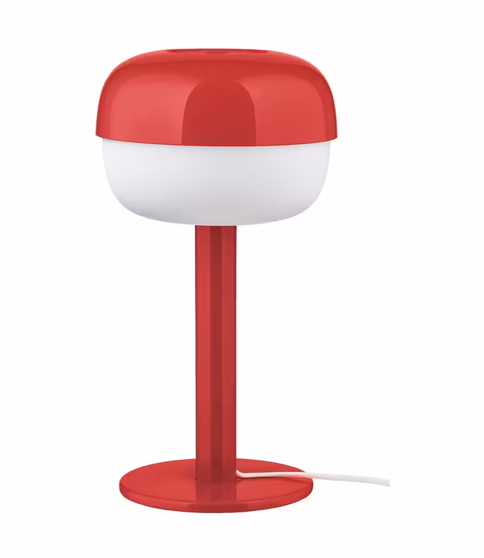 آباژور رومیزی ایکیا (IKEA) مدل BLASVERK، رنگ قرمز، با طراحی مدرن و نورپردازی دلنشین برای اتاق