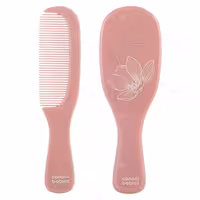 شانه و برس نوزاد دخترانه با الیاف طبیعی طرح گلد صورتی کانپول Canpol