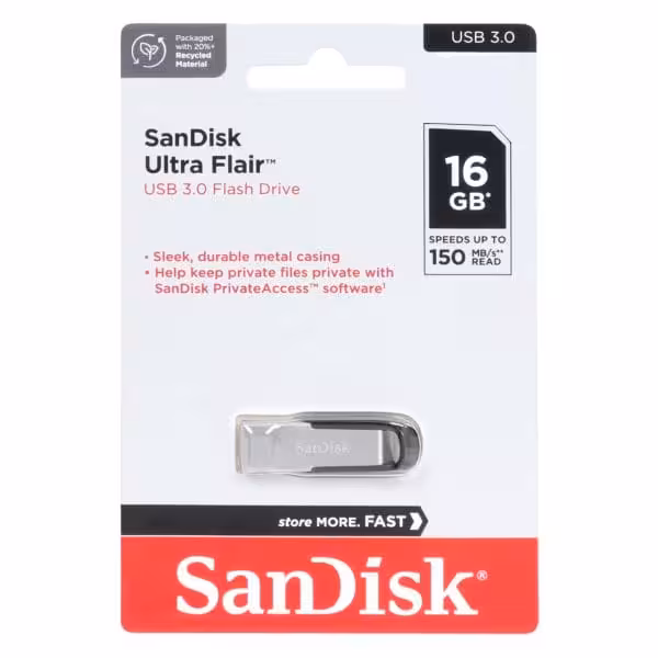 فلش مموری SanDisk Ultra Flair USB3.0 ظرفیت 16 گیگابایت
