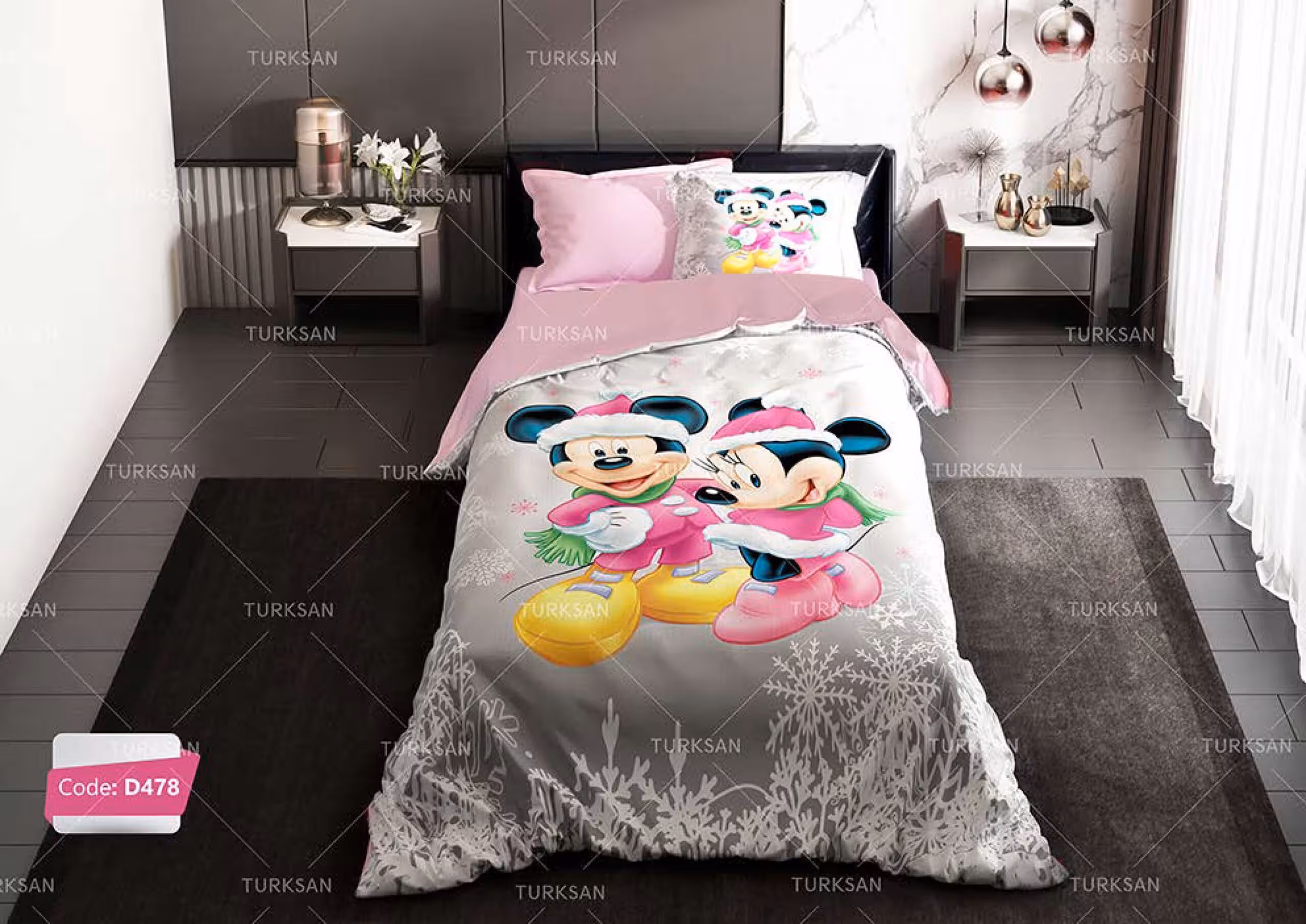 قیمت و خرید سرویس روتختی طرح میکی موس برفی یک نفره برند ترکسان کد d478