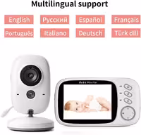 دوربین نظارت بر کودک برند boifun  VB603، آیفون تصویری بی‌سیم با برد بلند VOX، دید در شب دو طرفه، مانیتور دمای بدن کودک برای اتاق کودک، LCD 3.2 اینچی