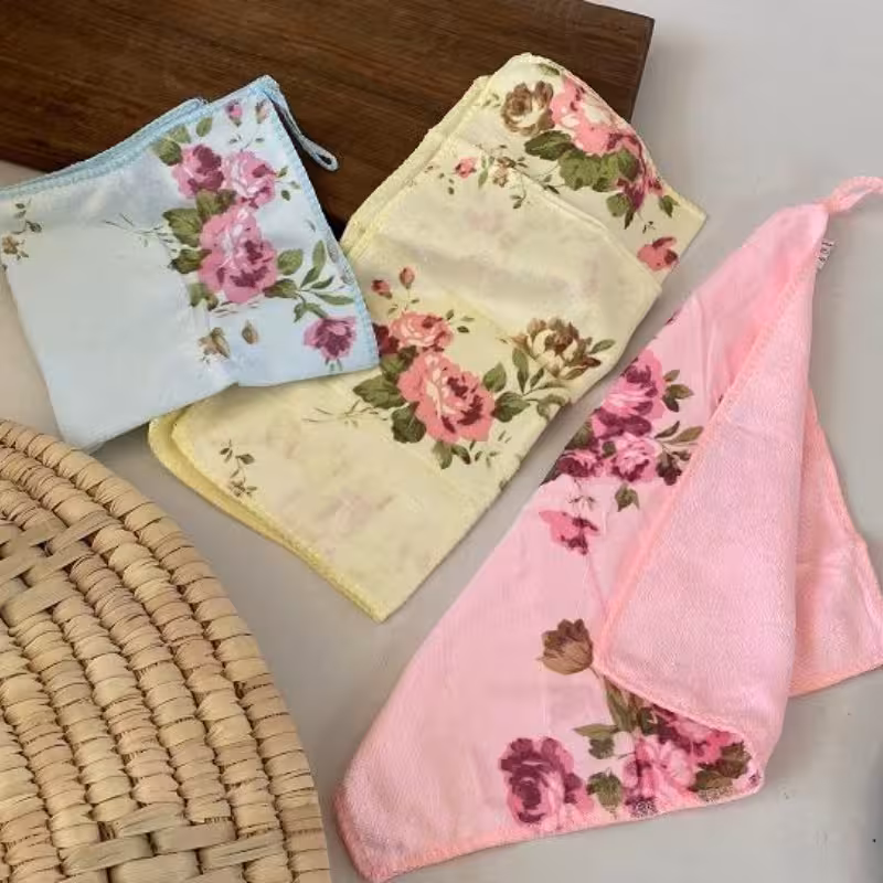  دستمال حوله ای آشپزخانه طرح گل  سایز 40 در 40 (پک 6تایی)