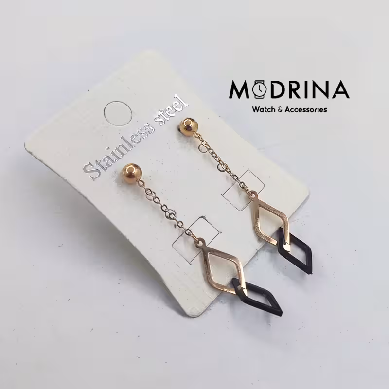 گوشواره آویز مشکی رزگلد