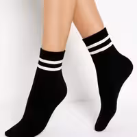 یک جین (12 جفت)جوراب ساق‌کوتاه مشکی با دو خط سفید